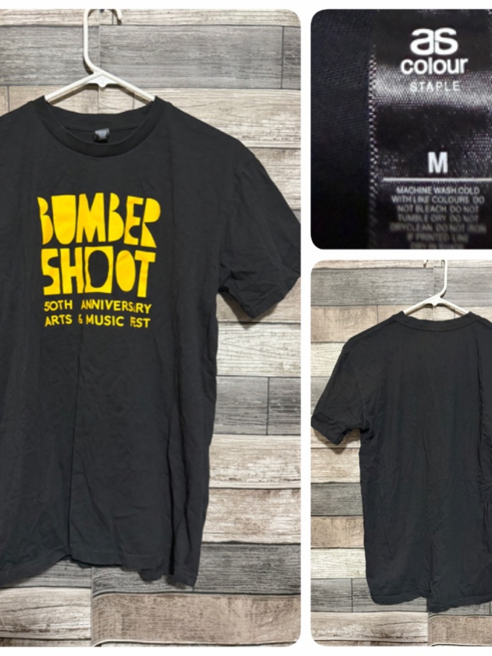 As Colour Bumpershoot 50th Anniversary T Shirt Size M Black Yellow Music Arts